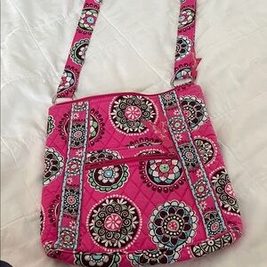 Vera Bradley Pink and Brown Floral Crossbody Bag